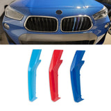 Tri-Colored Front Center Kidney Grille Strips Clip Cover For BMW X2 F39 2017-23