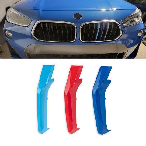 Tri-Colored Front Center Kidney Grille Strips Clip Cover For BMW X2 F39 2017-23