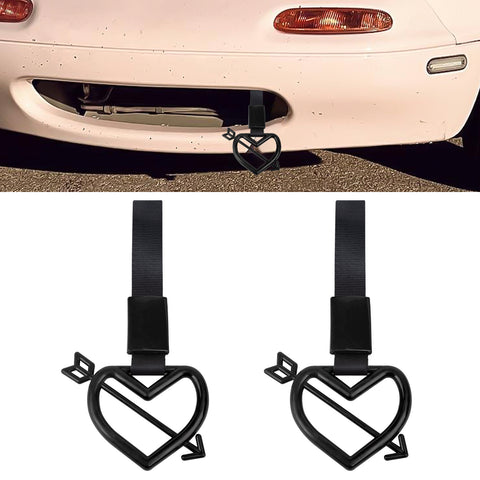 x xotic tech JDM Cupid's Arrow Shaped Tsurikawa Subway Train Bus Handle Straps Drift Charm Rear Bumper Warning Loops Ring for Cars, SUV Interior Exterior Decoration