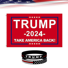 Trump 2024 Flag, Double Sided 3 Ply Heavy Duty Red Take America Back Flag 3x5FT Flag Banner for Outside with 2 Brass Grommets UV Protection Fade Resistant for Indoor Outdoor Decorations