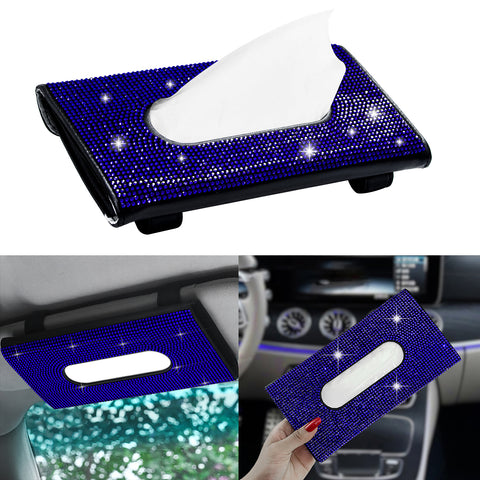 Bling Rhinestone Car Sun Visor Tissue Box Paper Towel Holder Clip Universal Fit