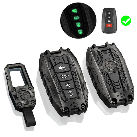 x xotic tech Mech Style Heavy Metal Key Fob Cover Compatible with Toyota Venza Sienna Tundra Prius RAV4 Land Cruiser Corolla Highlander Camry, Zinc Alloy Key Case Protector Shell Keychain(B-Style)