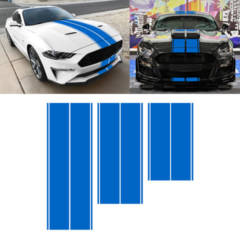 Double-Dual Sport Racing Vinyl Stripe Graphics Hood Roof Trunk Bumper Decal Sticker,Compatible with Ford Mustang 2015-2023