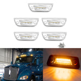 Clear Lens Chrome Amber LED Roof Clearance Marker Lights Assemblies 5pcs 888-5128 For Kenworth T680 T770 T880 Peterbilt 569