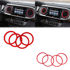 Red Inner & Outer Air Vent Outlet Ring Decoration Cover For Toyota Tacoma 2016+
