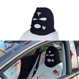 Xotic Tech Car Funny Decoration Spoof Balaclava Face Headrest Cover, Scary Bank Robber Costume Front Seat Head Rest Protector, Halloween Bandit Mask Auto Accessories Universal for Most Car-White