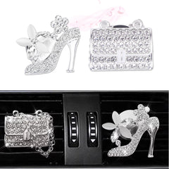 Crystal High Heel & Handbag Car Air Fresheners Diffuser Vent Clips Combo Kit