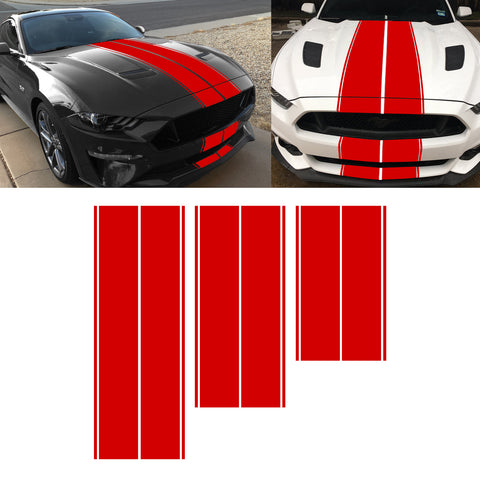 Double-Dual Sport Racing Vinyl Stripe Graphics Hood Roof Trunk Bumper Decal Sticker,Compatible with Ford Mustang 2015-2023