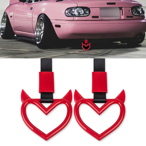 x xotic tech JDM Devil Shaped Tsurikawa Subway Train Bus Handle Straps Drift Charm Rear Bumper Warning Loops Ring for Cars, SUV Interior Exterior Decoration