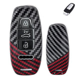 x xotic tech Glossy Black/Red Mix Color Carbon Fiber Texture Hard Plastic Key Fob Cover Case Compatible with Audi A3 A6 A7 A8 Q7 Q8 E-Tron S3 S6 RS6 RS7 S6 S7 SQ7 SQ8 3-Button
