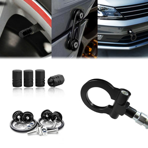 Set Towing Hook+Tire Valve Stem+Release Fasteners For Volkswagen Golf 2010-2014