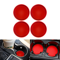 Set Red Soft Silicone Rubber Non-Slip Car Cup Insert Coaster Universal 2.7" /7cm