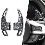 Black Forged Pattern Paddle Shifter Extension Cover For Ford Mustang 2015-2023