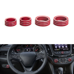 Xotic Tech AC Radio Knobs Cover Accessories Compatible with Chevrolet Equinox 2018-2023, Malibu 2016-2023 Center Console Air Conditioner Volume Headlight Ring Cover Trim (Aluminum Alloy, 颜色) -4PCS