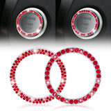 2pcs Bling Rhinestone Car Engine Ignition Start Button Ring Emblem Sticker Cover