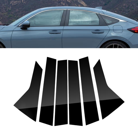 For Honda Civic Sedan 2022-up 6PCS Black Pillar Posts Door Trim Piano Cover Kit