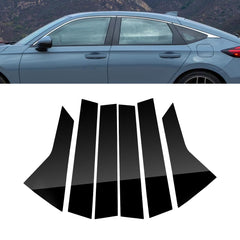 For Honda Civic Sedan 2022-up 6PCS Black Pillar Posts Door Trim Piano Cover Kit