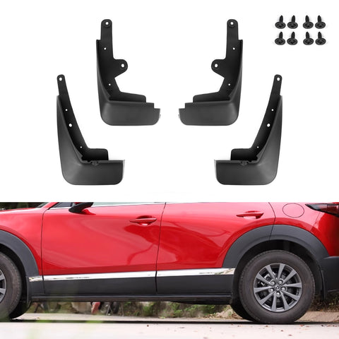 x xotic tech 4PCS Car Front & Rear Mud Flap Splash Guards Fender Flare Mudguard Dirt Slush Trap Protector w/Hardware Accessories Compatible with Mazda CX-30 CX30 2020 2021 2022 2023 2024 2025