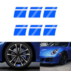 6Pcs Blue Car Reflective Sporty Racing Style Tire Rim Stickers For 18-21 Inch Wheels