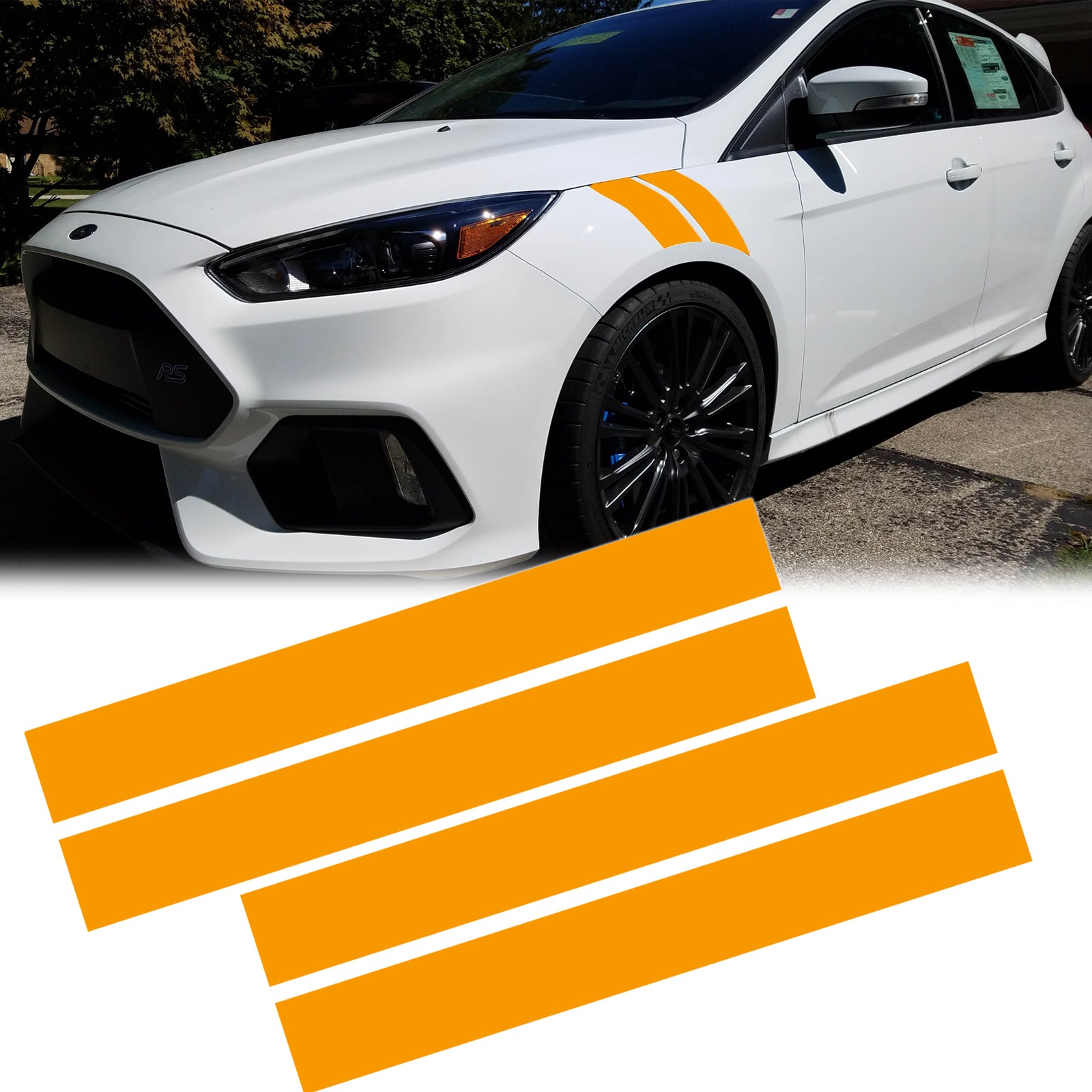 Yellow Hood Hash Mark Fender Racing Rally Stripes Sticker Vinyl Decal ...