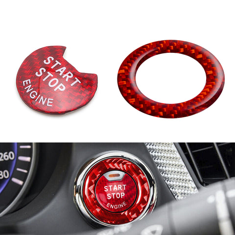 Set Red Carbon Fiber Engine Start Stop Button Cover Decal For Infiniti Q50 Q60