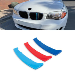 Set Tri-Colored Front Kidney Grille Strips Clip Cover For BMW 1 Series 2008-2013