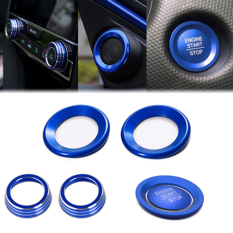 Blue A-Pillar Audio AC Climate Knob Engine Start Button Trim For Civic 10th Gen