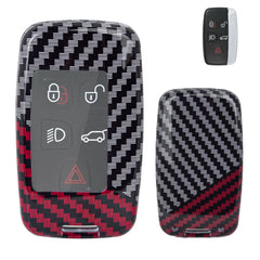 x xotic tech Glossy Black/Red Mix Color Carbon Fiber Texture Hard Plastic Key Fob Cover Case Compatible with Range Rover Evoque Discovery LR4 Land Rover Sport or Jaguar XF XJ F-PACE F-Type