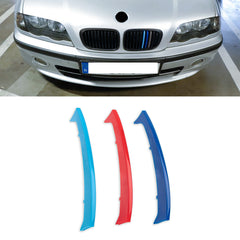 Tri-Colored Front Kidney Grille Strips Clip Cover For BMW 3 Series E46 1999-2001