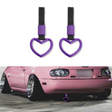 Xotic Tech 2 Pieces JDM Heart Shaped Car Handle Straps, Rear Bumper Warning Loops Heart-Shaped Ring for Cars, SUV, Subway, Bus Interior Exterior Decoration