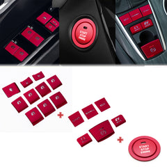 Set Red Engine Button+Gear Shift+Window Switch Button Cover For Camry Hybrid 18+