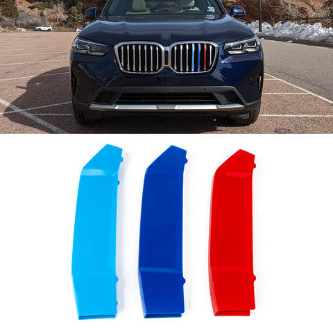 M-Colored Stripe Grille Insert Trims Compatible with BMW X3 G01 or X4 G02 2022 2023, Not fit for X3 X4 M40i  (7-Beams Standard Kidney Grille)