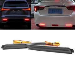 Xotic Tech Smoked Lens Rear Bumper Reflectors LED Brake Tail Light Lamps Scanning Driving Sequential Turn Signal Compatible with Toyota Sienna Matrix Venza Avalon or Lexus RC250 RC350 IS-F GX470 RX300
