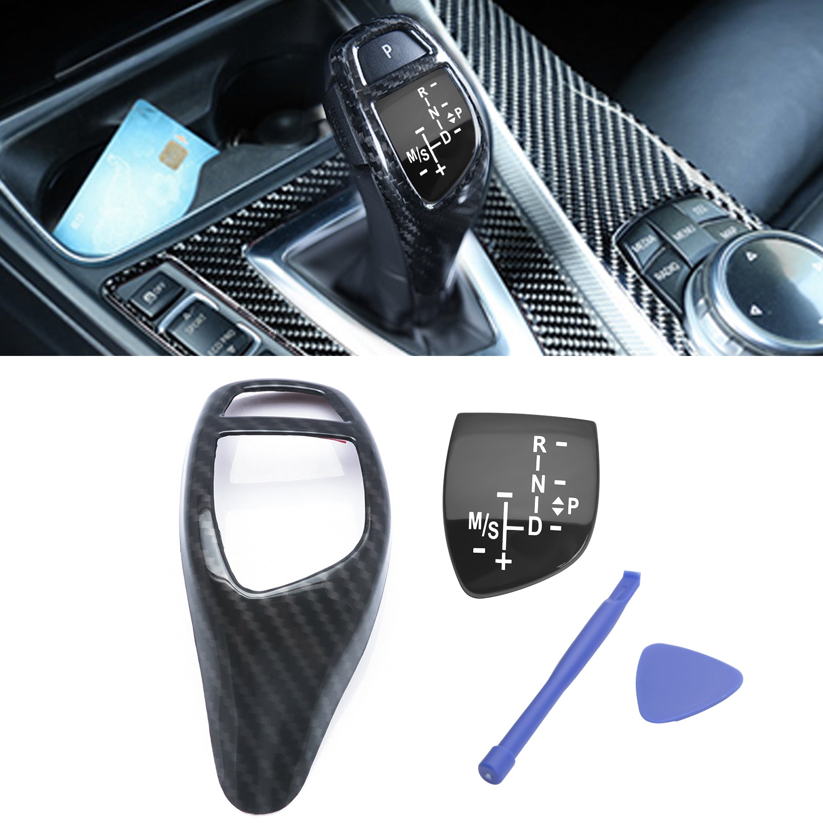gear sticker for car Gear Shift Knob Cover Trim + Gear Panel Button Decal Sticker Replaceme