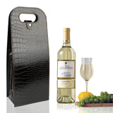 2-Bottle Leather Wine Tote Bag Protector Champagne Gift Bag with Handle For Gift