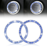 2pcs Bling Rhinestone Car Engine Ignition Start Button Ring Emblem Sticker Cover