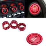 Red Aluminum Engine Start Stop + AC Climate Volume Cover For Toyota 86 2017-2020