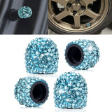 4x Handmade Crystal Rhinestone Universal Car Tire Valve Caps Chrome Accessories