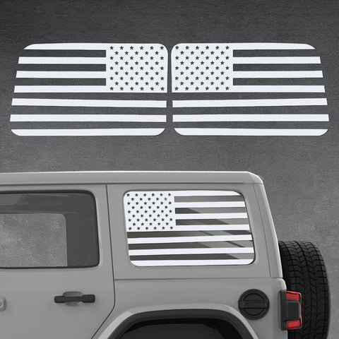 x xotic tech American Flag Rear Side Window Decal Sticker, Pre-cut Vinyl Back Window Glass USA Flag Sticker Exterior Accessories Compatible with Jeep Wrangler 2018-up 4 Door (2Pcs)