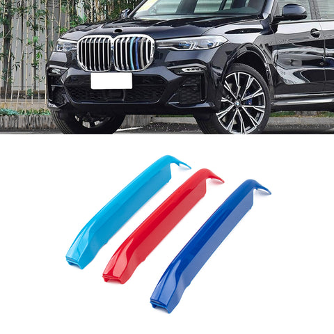 Tri-Colored Front Center Kidney Grille Strips Clip Cover For BMW X7 G07 2019-22