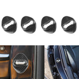 Carbon Fiber Black Door Lock Lock-stitch Cover Trim For Honda Toyota Subaru Mazda