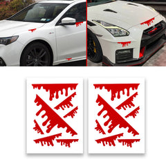 2 Sheets Blood Bleeding Horror Stickers Decor Film Car Front Rear Headlights Window Headlamp Bumper Tail Light Funny Zombie Stickers Accessories Universal for Car