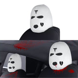 Xotic Tech Car Funny Decoration Spoof Balaclava Face Headrest Cover, Scary Bank Robber Costume Front Seat Head Rest Protector, Halloween Bandit Mask Auto Accessories Universal for Most Car-White