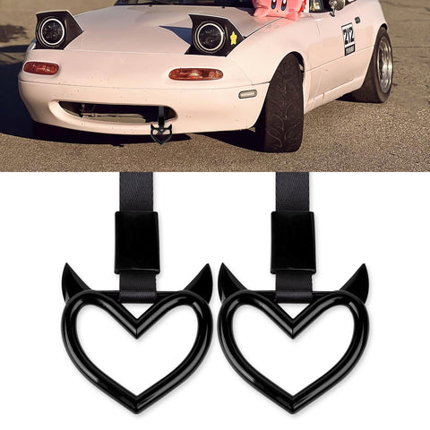 x xotic tech JDM Devil Shaped Tsurikawa Subway Train Bus Handle Straps Drift Charm Rear Bumper Warning Loops Ring for Cars, SUV Interior Exterior Decoration