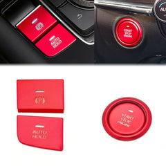Set Red P Gear BRAKE HOLD Engine Start Push Button Combo Cover For Mazda 3 2020
