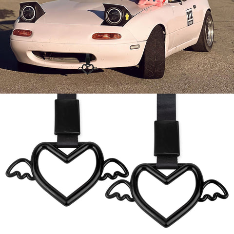 x xotic tech JDM Angel Wing Shaped Tsurikawa Subway Train Bus Handle Straps Drift Charm Rear Bumper Warning Loops Ring for Cars, SUV Interior Exterior Decoration