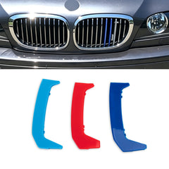 Tri-Colored Front Kidney Grille Strips Clip Cover For BMW 3 Series E46 2004-2006