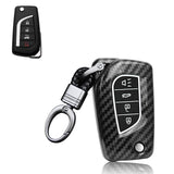 Carbon Fiber Remote Key Fob Shell Case Holder For Toyota RAV4 Corolla w/Keychain