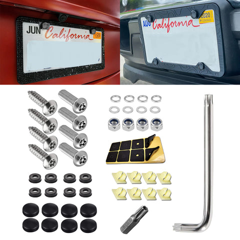 x xotic tech Anti Theft License Plate Screws Kit, Stainless Steel Bolt Fasteners Nut Kits for Car Tag Frame Holder, Tamper Proof Screws Mounting Hardware, 1/4"(M6) Security Screw Set, Rust Proof Screw Caps