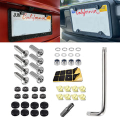 x xotic tech Anti Theft License Plate Screws Kit, Stainless Steel Bolt Fasteners Nut Kits for Car Tag Frame Holder, Tamper Proof Screws Mounting Hardware, 1/4"(M6) Security Screw Set, Rust Proof Screw Caps